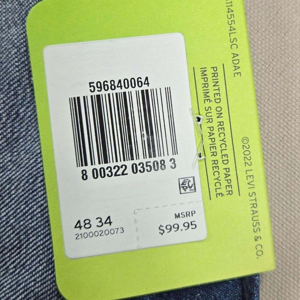Levi's Jeans 502 Taper Flex Stretch Medium Wash Blue Mens 48x34 - Picture 13 of 16